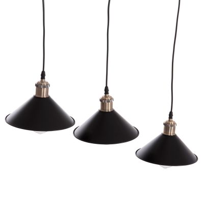CEILING PENDANT 3-LIGHT BELL HM7533.11 BLACK METAL-BRONZE SOCKET Φ21,5x128Hcm.