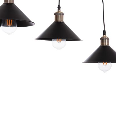 CEILING PENDANT 3-LIGHT BELL HM7533.11 BLACK METAL-BRONZE SOCKET Φ21,5x128Hcm.