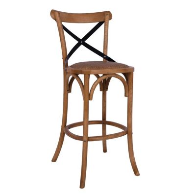 Bar Stool Wooden Forenza HM8304 Metallic with crossed back 50x58x113 cm