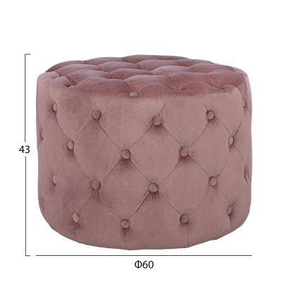 Velvet stool Kassie HM8406.02 rotten apple color Chesterfield type ''60x43cm