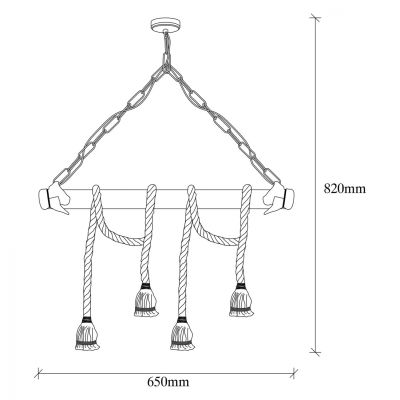 CEILING LIGHT WOODEN WITH ROPE HM7321 65x8x82 cm.