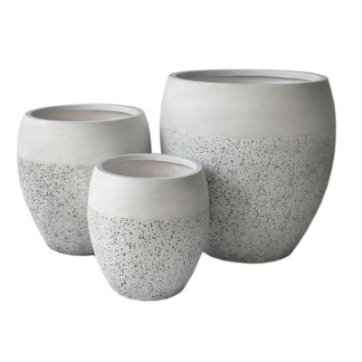 GARDEN PLANTERS SET 3PCS SERIES GARDENER HM4718 FIBERCLAY IN WHITE Φ55x54Hcm.