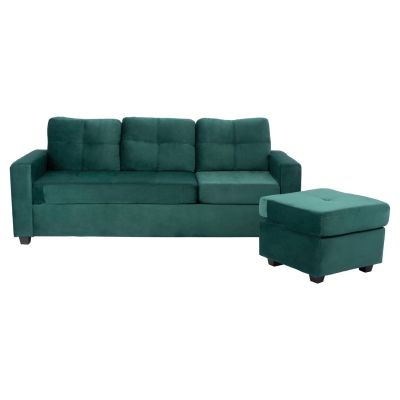 Corner Sofa Reversible Velvet Fabric Cypress Green color 207x145x85 HM3004.13