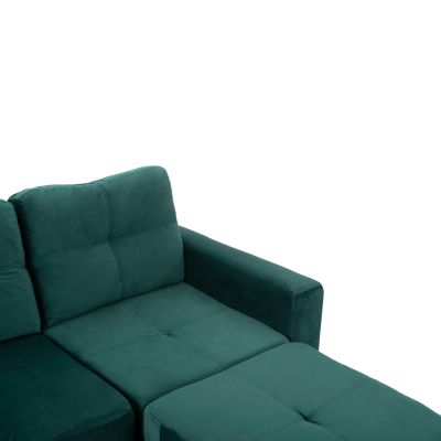Corner Sofa Reversible Velvet Fabric Cypress Green color 207x145x85 HM3004.13