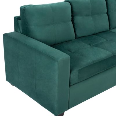 Corner Sofa Reversible Velvet Fabric Cypress Green color 207x145x85 HM3004.13