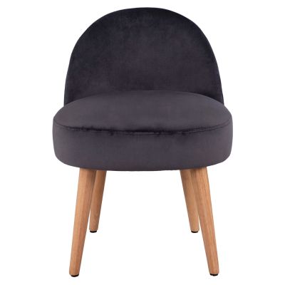 Velvet stool with back Yasmine Grey HM8395.01 47x43x63,5cm