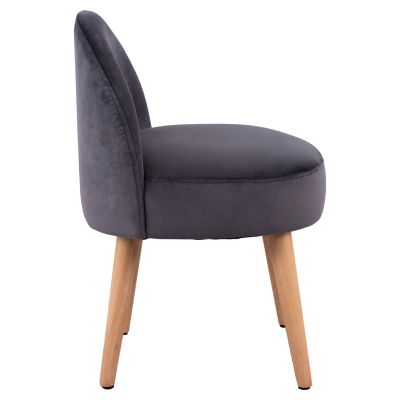 Velvet stool with back Yasmine Grey HM8395.01 47x43x63,5cm