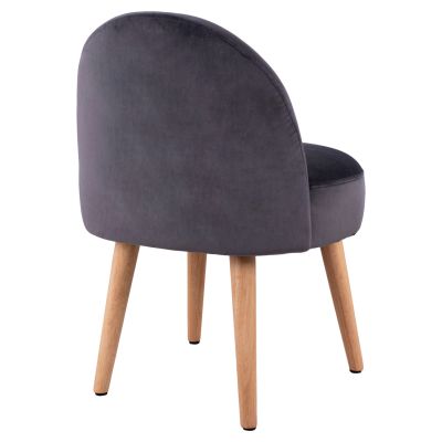 Velvet stool with back Yasmine Grey HM8395.01 47x43x63,5cm