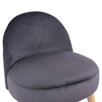 Velvet stool with back Yasmine Grey HM8395.01 47x43x63,5cm