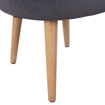 Velvet stool with back Yasmine Grey HM8395.01 47x43x63,5cm