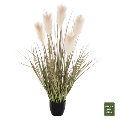 DECORATIVE SYNTHETIC PLANT IN POT HM4014 GRASS + FEATHERS Φ14,5x12,5-95Hcm.