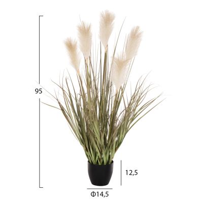 DECORATIVE SYNTHETIC PLANT IN POT HM4014 GRASS + FEATHERS Φ14,5x12,5-95Hcm.