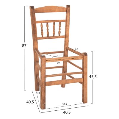 CHAIR CHOSEN HM8466.01 BEECH WOOD IMPREGNATED IN WALNUT COLOR 40.5x40.5x87Hcm.FRAME ONLY