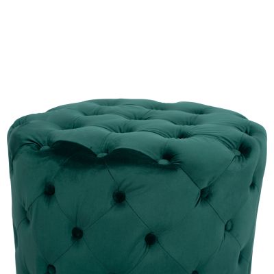 Кадифена табуретка Kassie HM8406.03 кипарис зелен цвят тип Честърфийлд ''60x43см