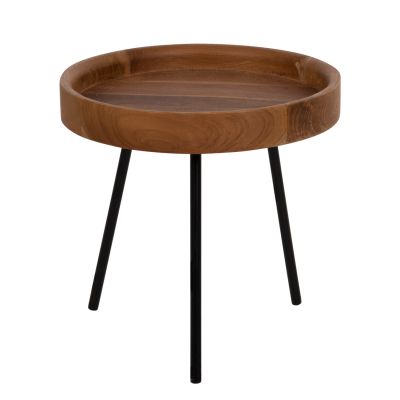 SIDE TABLES 3PCS SET MANTARYS HM9799 MINDI WOOD-BLACK METAL LEGS Φ60x55,5Ηcm.