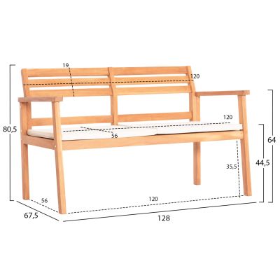 OUTDOOR LOUNGE SET 4PCS DUNKIRK HM18131 TEAK WOOD IN NATURAL--CUSHIONS IN ECRU