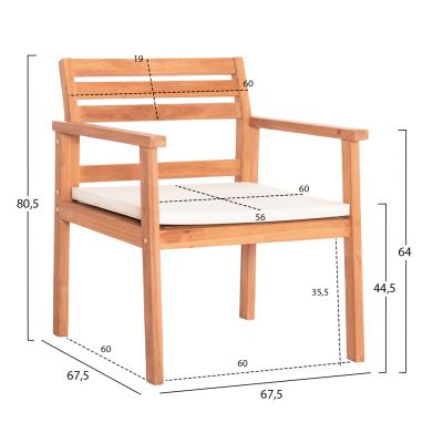 OUTDOOR LOUNGE SET 4PCS DUNKIRK HM18131 TEAK WOOD IN NATURAL--CUSHIONS IN ECRU