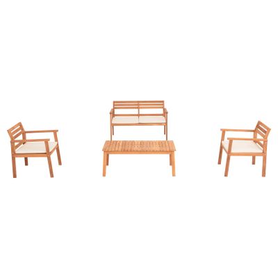 OUTDOOR LOUNGE SET 4PCS DUNKIRK HM18131 TEAK WOOD IN NATURAL--CUSHIONS IN ECRU