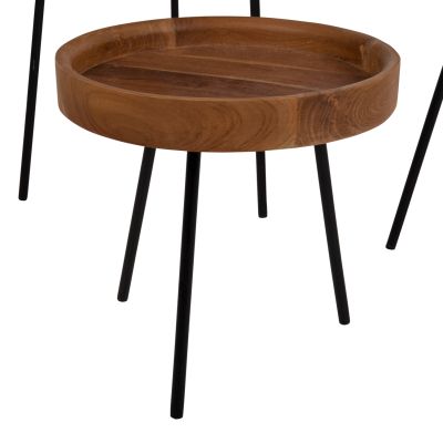 SIDE TABLES 3PCS SET MANTARYS HM9799 MINDI WOOD-BLACK METAL LEGS Φ60x55,5Ηcm.