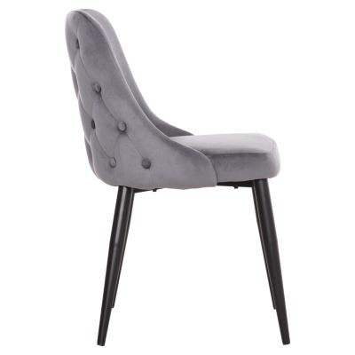 DINING CHAIR SERENITY HM8527.11 GREY VELVET-BLACK METALLIC LEGS 51x54x83,5Hcm.