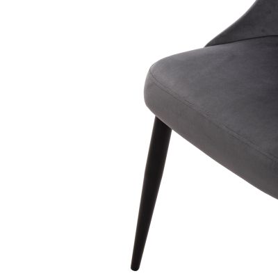 DINING CHAIR SERENITY HM8527.11 GREY VELVET-BLACK METALLIC LEGS 51x54x83,5Hcm.