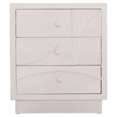 NIGHTSTAND SERIES SANTORINI HM18047 MDF IN OFF-WHITE COLOR-3 DRAWERS 48x38x55.5Hcm.