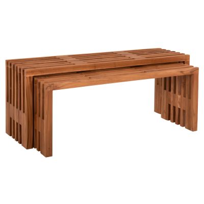 COFFEE TABLES 2PCS SET NYA HM9828 SOLID TEAK WOOD IN NATURAL 110x30x46Hcm.