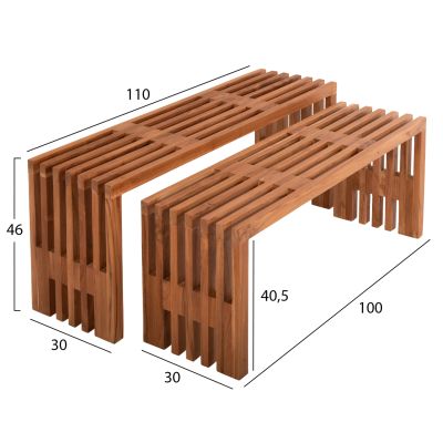 ХОЛНИ МАСИ 2БР. КОМПЛЕКТ NYA HM9828 МАСИВНО ТИКОВО ДЪРВО В НАТУРАЛ 110x30x46Hcm.