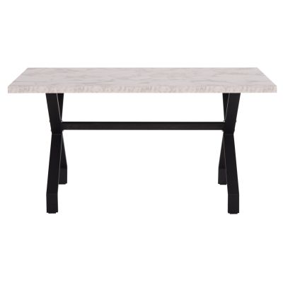 KITCHEN TABLE LANA HM18221.01 MELAMINE IN WHITE MARBLE LOOK-BLACK METAL LEGS 140x70x72Hcm.