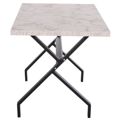 KITCHEN TABLE LANA HM18221.01 MELAMINE IN WHITE MARBLE LOOK-BLACK METAL LEGS 140x70x72Hcm.