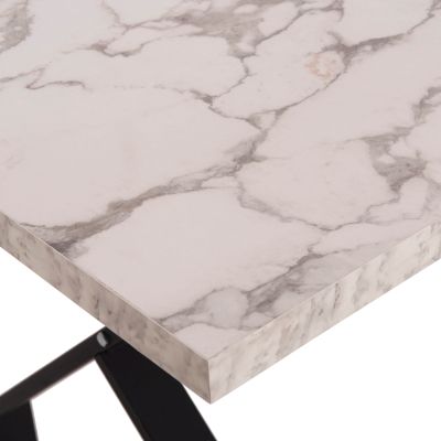 KITCHEN TABLE LANA HM18221.01 MELAMINE IN WHITE MARBLE LOOK-BLACK METAL LEGS 140x70x72Hcm.