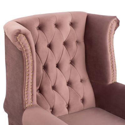 ARMCHAIR DUSTY PINK VELVET POLINA 83x75x107Hcm FB90053.05