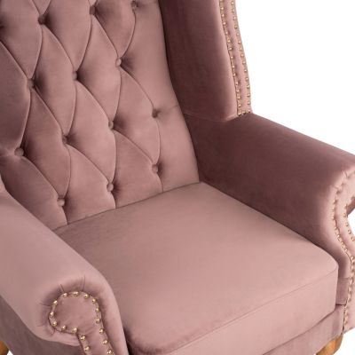 ARMCHAIR DUSTY PINK VELVET POLINA 83x75x107Hcm FB90053.05