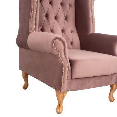 ARMCHAIR DUSTY PINK VELVET POLINA 83x75x107Hcm FB90053.05