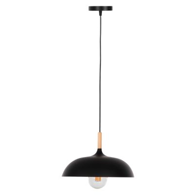 CEILING PENDANT LAMP HM4156 BLACK METAL-WOODEN DETAIL Φ35x112Hcm.