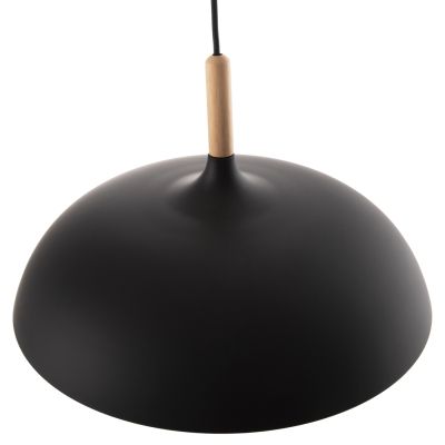 CEILING PENDANT LAMP HM4156 BLACK METAL-WOODEN DETAIL Φ35x112Hcm.