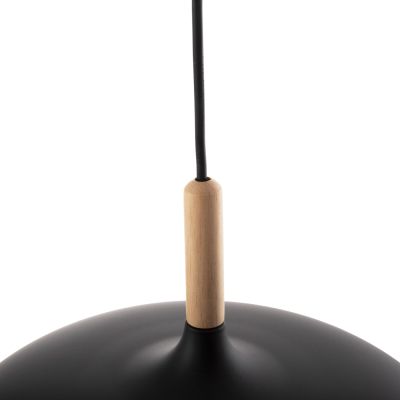 CEILING PENDANT LAMP HM4156 BLACK METAL-WOODEN DETAIL Φ35x112Hcm.