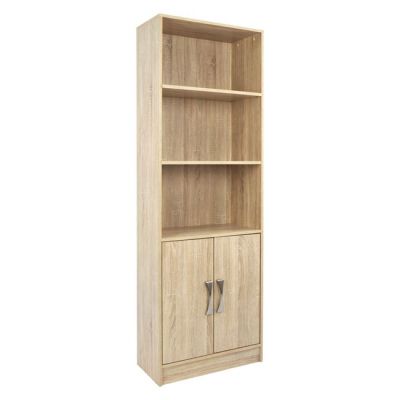 Melamine bookcase ENSLEY HM2027.03 Sonama with metallic handle 60x30x180