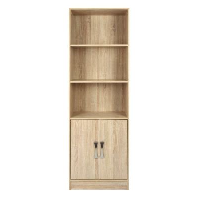 Melamine bookcase ENSLEY HM2027.03 Sonama with metallic handle 60x30x180