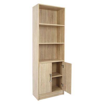 Melamine bookcase ENSLEY HM2027.03 Sonama with metallic handle 60x30x180