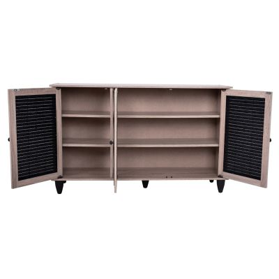 Shoe Cabinet 3 Door MCKENNA HM2267.02 melamine Sonama - black color 112x30x68,5 cm