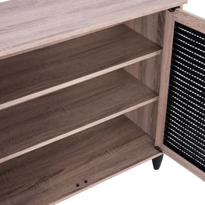 Shoe Cabinet 3 Door MCKENNA HM2267.02 melamine Sonama - black color 112x30x68,5 cm