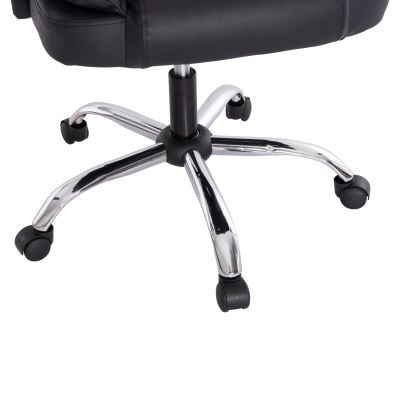 ОФИС СТОЛ OCTAVIUS HM1202 ЧЕРЕН PVC & НАЙЛОН- ХРОМИРАНА МЕТАЛНА ОСНОВА 52x55x128Hcm.