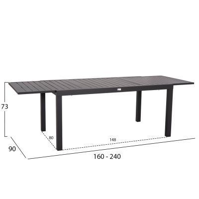 OUTDOOR DINING SET 7PCS KRUM HM21157 DARK GREY ALUMINUM--P.E. RATTAN