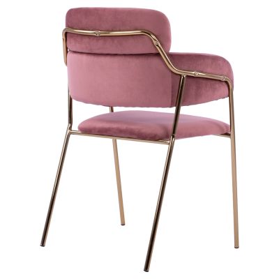 КРЕСЛО KELSO HM8521.02 КАДИФЕ ДЪСТИ РОЗОВО И ПОЗЛАТЕНИ КРАКА 52,5x52x80Υ cm.