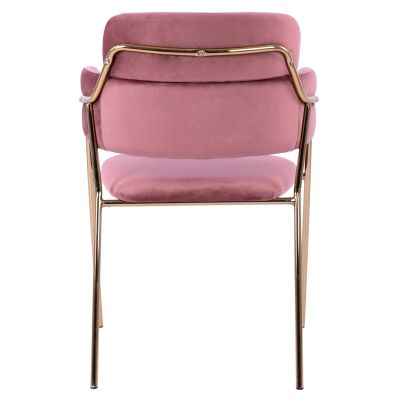 КРЕСЛО KELSO HM8521.02 КАДИФЕ ДЪСТИ РОЗОВО И ПОЗЛАТЕНИ КРАКА 52,5x52x80Υ cm.