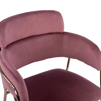 КРЕСЛО KELSO HM8521.02 КАДИФЕ ДЪСТИ РОЗОВО И ПОЗЛАТЕНИ КРАКА 52,5x52x80Υ cm.
