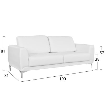 Диван 3 места Kenzie HM3121.32 с бял PU 190x81x81 см