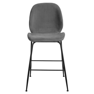 Бар стол Nora Velvet Grey & Black метална рамка HM8524.01 48x61x103 см