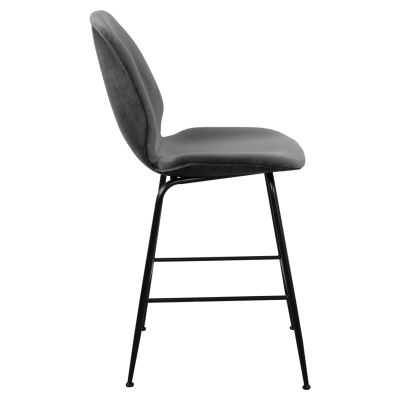 Бар стол Nora Velvet Grey & Black метална рамка HM8524.01 48x61x103 см